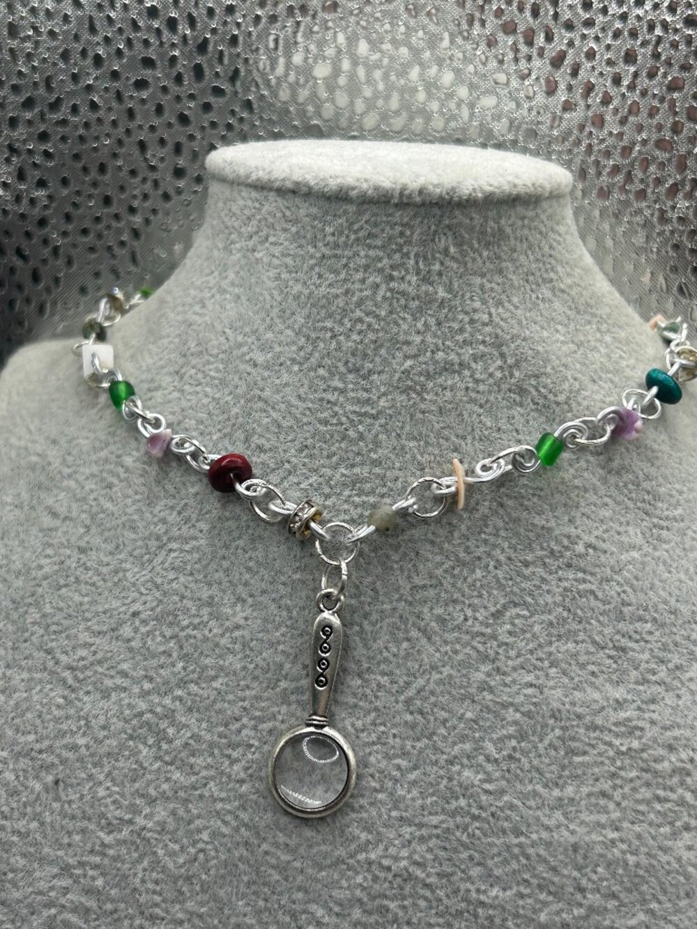 Handmade Multi Color Bead Magnifying Glass Necklace